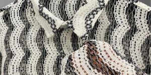 Striped Cotton Lace Mesh Shirt Fabric