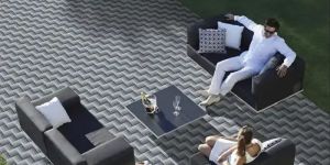 Grey Herringbone Matt 300x300 Digital Stone Look Tile