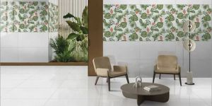 Tropical Garden Leaf 600x1200 Glossy Vitrified Wall Tile