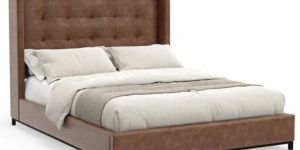 Wooden Dante Upholstered Wingback Bed