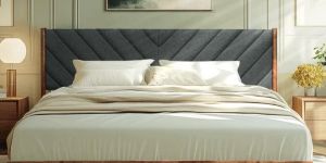 Wooden Upholstered Platform Bed