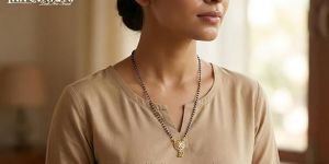 gold-plated Black Bead Chain Mangalsutra