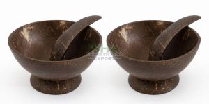 Coconut Shell Ice Cream Cup With Spoon