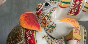 White Marble Elephant Statue
