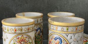 Decorative White Marble Pen Stand for Home