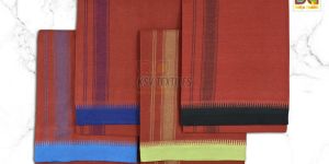 Cotton Dhoti with Multicolor Border