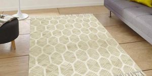 Geometric Taupe Flat Weave Rug