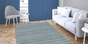 Ice Blue Textured Handloom Carpet