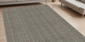 Ivory Charcoal Micro Check Neutral Handloom Carpet