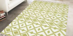 Olive Tribal Motif Flat Weave Rug