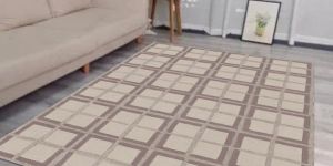 Sand Clay Brown Aureum Frame Woolen Rug
