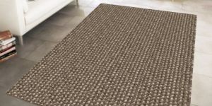 Taupe Basket Weave Textured Woolen Carpet
