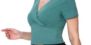 Ladies V Neck Cross Over Training Crop Top
