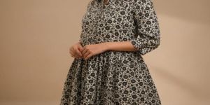 Ladies Floral Printed Short Anarkali Kurti
