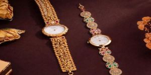 Traditional Kundan Motif Golden Couple Watch