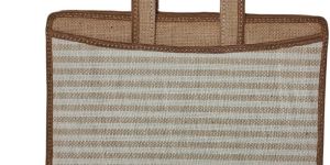 Jute File Folder With Handle (White and Brown)