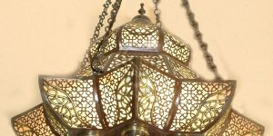Vintage Moroccan Brass Lantern Chandelier