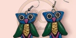 Terracotta Owl Shaped Earrings