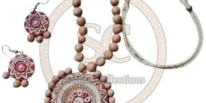 Unique Handmade Round Terracotta Pendant Set