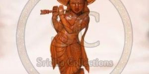 Wooden Lord Krishna Statue