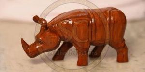 Wooden Rhino Statue
