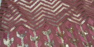 Ladies Pink Sequin Embellished Party Wear Fabric