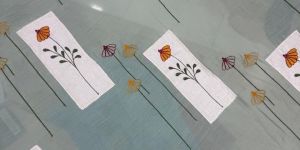 chanderi panel bloom fabric