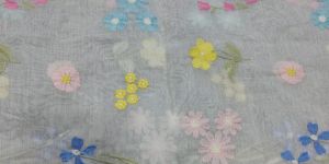 Grey Multicolor Floral Embroidery Fabric