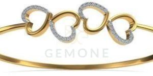 0.40 Ct. White Moissanite Heart Shape Bracelet In 14k Yellow Gold