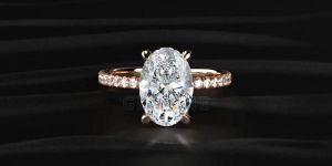 2.50Ct Oval Cut Lab Diamond Solitaire with Accent Engagement Ring 14K Rose Gold