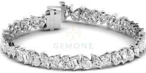 Mix Shape Diamond Tennis Bracelet, Certified 5Ct VVS2 Lab Created Diamond, Solid 14K Gold
