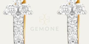 Round Cut Lab Diamond Hoop Earring 14K Yellow Gold