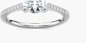 Round Cut Lab Diamond Wedding Ring 14K White Gold