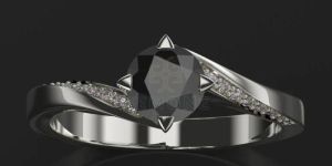 Round Cut Natural Black Diamond 2.50Ct 14K Gold