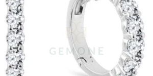 Round Shape Lab Diamond Hoop Earring 14K White Gold