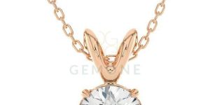 2 Carat Round Cut Lab Diamond Solitaire Pendant 14K Rose Gold VS1 Clarity D Color