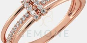 White Diamond Ring in 14k Rose Gold for Women's