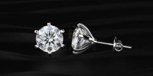 Women 1Ct Round Cut Lab Grown Diamond Stud Earring 14K White Gold Vs Clarity E Color
