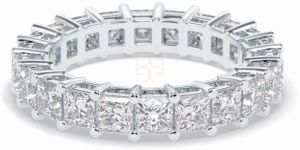 Women 4Ct Princess Cut Lab Diamond Full Eternity Wedding Band 14K White Gold