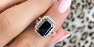 Women's 3.50Ct Radiant Cut Natural Black Diamond Split Shank Engagement Ring