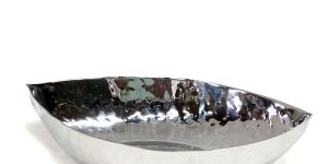 Hammered Stainless Steel Oval Boat Shape Serving Bowl