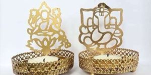 Golden MDF Laxmi Ganesha Cutouts