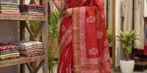 Kota Silk Viscose Discharge Print Saree