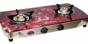 Quba S2 2 Burner Red Toughened Glass Top Manual Gas Stove