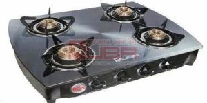 Quba S4 Silver Finish 4 Burner Toughened Glass Gas Stove
