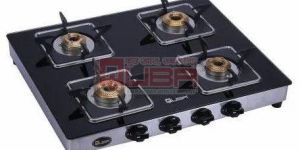 Quba S4 Square Pan Support Glass Top 4 Burner Auto Ignition Gas Stove