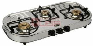Quba SG103 Gold ISI Certified Stainless Steel 3 Burner Manual Gas Stove