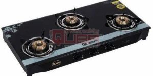 Quba Silver Star 3 Burner Printed Glass Top Gas Stove