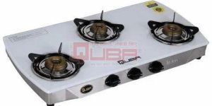 Quba Ultra 3 Burner White Glass Top Automatic Gas Stove
