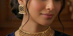 layered pearl mesh choker necklace set